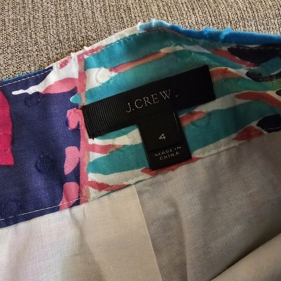 J. Crew Vibrant Watercolor Floral Boho Seaside Skirt with Waist Tie Size 4 - Picture 7 of 8
